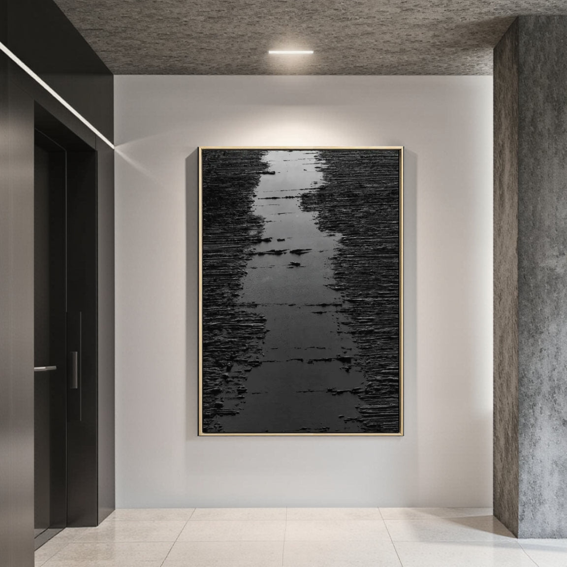 Sculptural Ink Wash Abstract Wall Art