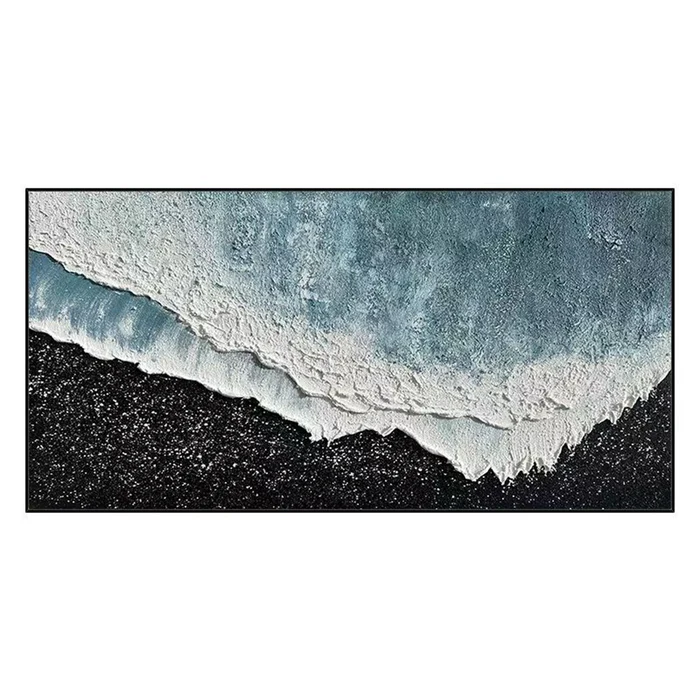 Textured Blue Wave & Dark Shore Canvas Art