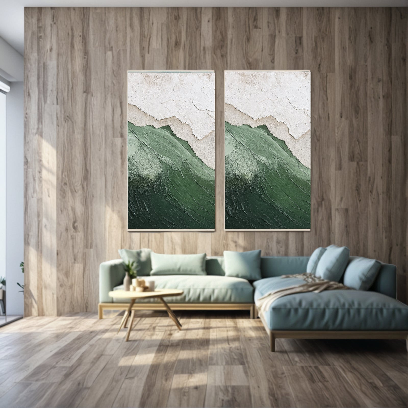 Textured Green Mountain Wall Art