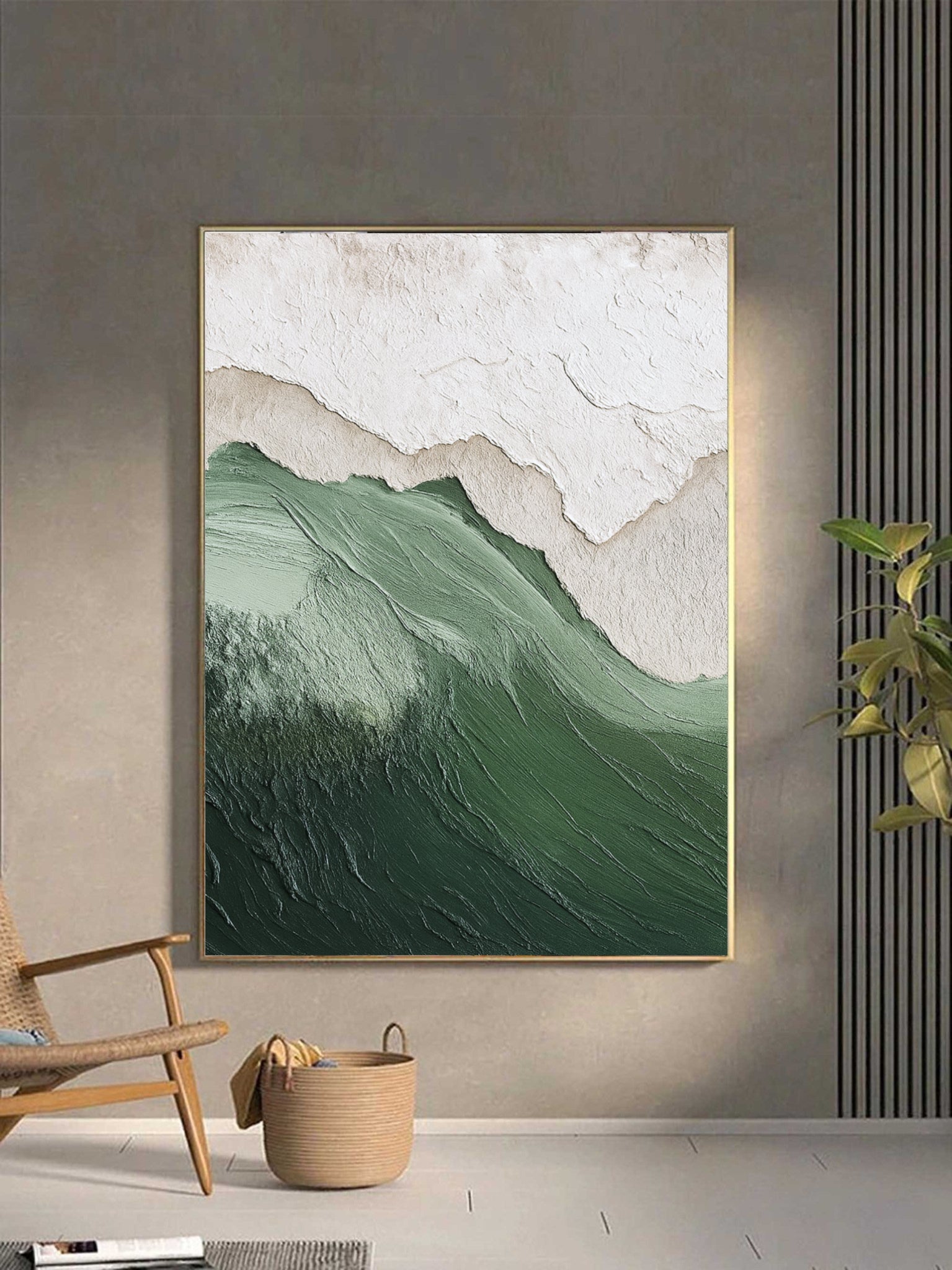 Textured Green Mountain Wall Art