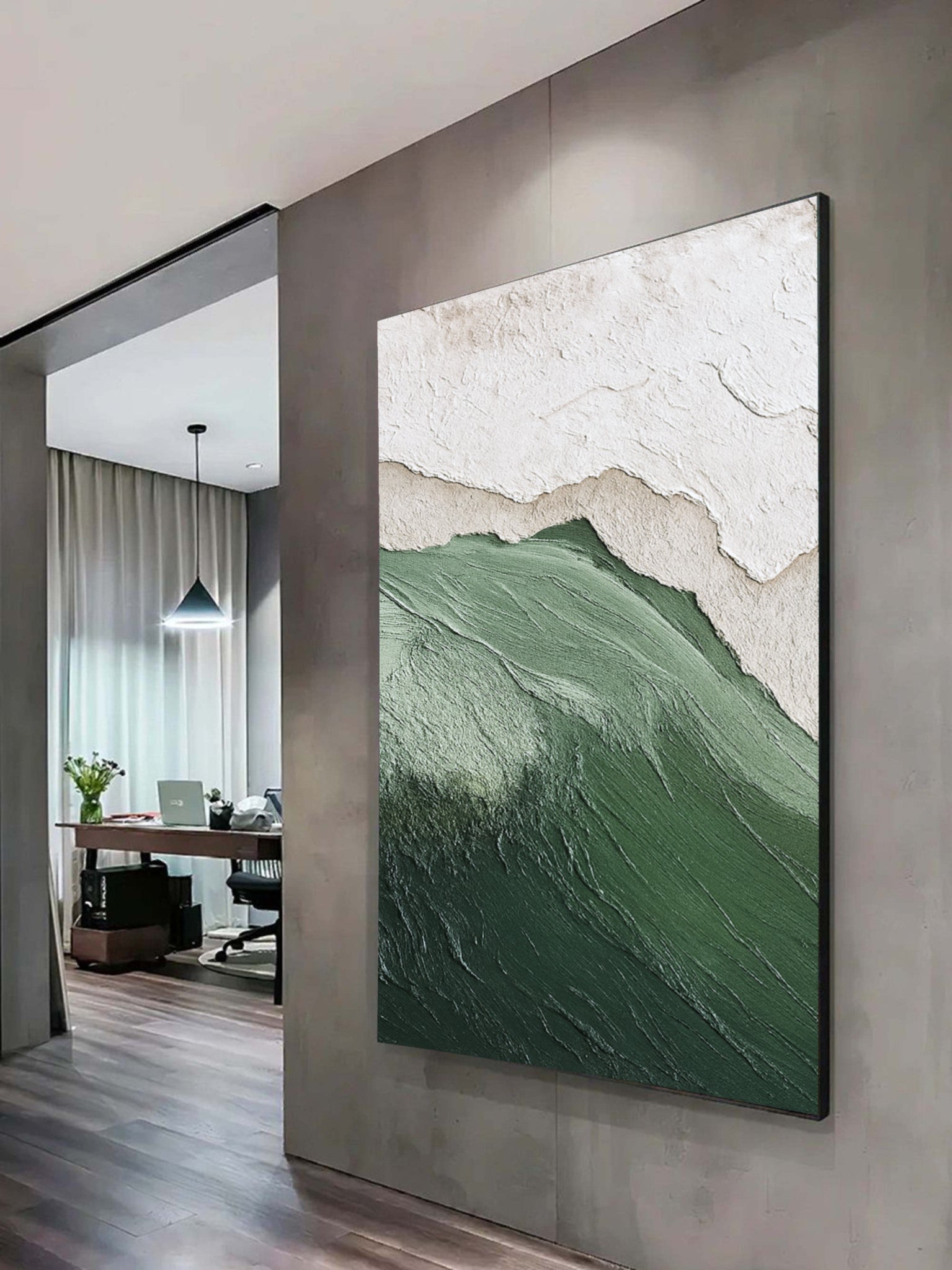 Textured Green Mountain Wall Art