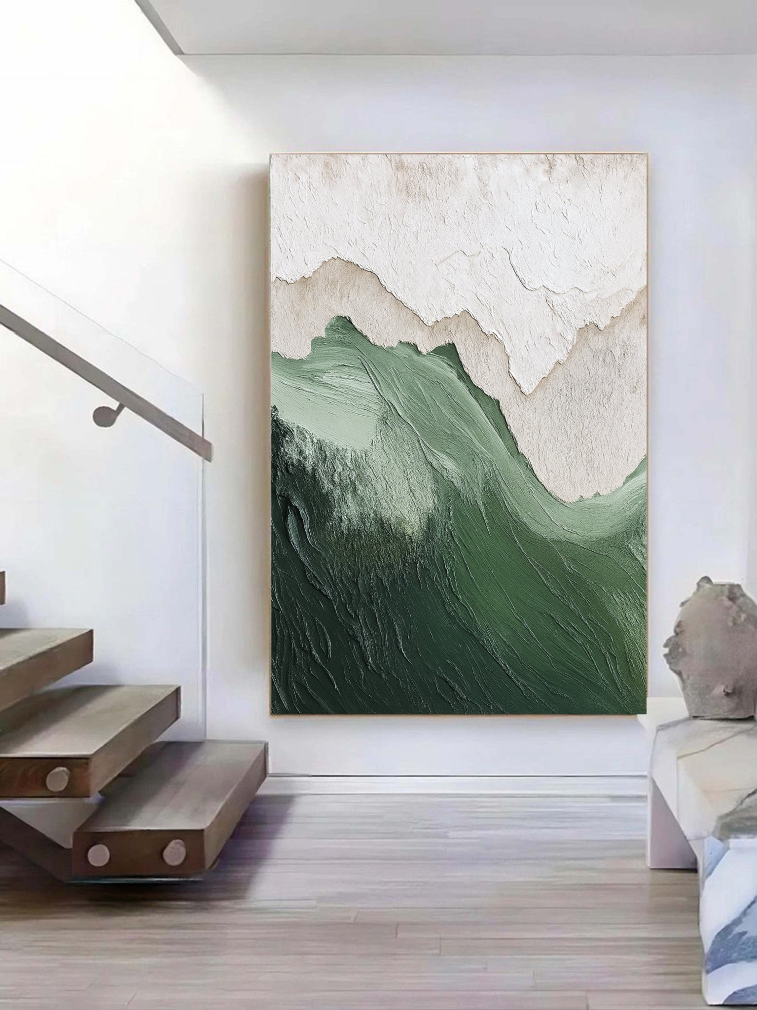 Textured Green Mountain Wall Art