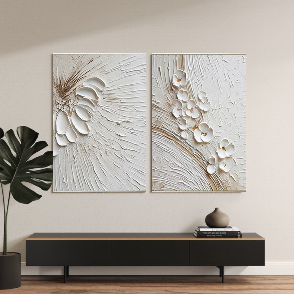 3D Textured Floral Duo Canvas Set of 2