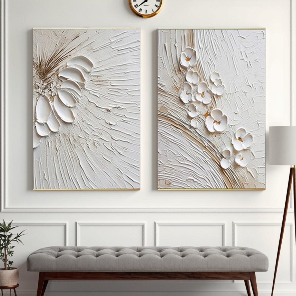 3D Textured Floral Duo Canvas Set of 2