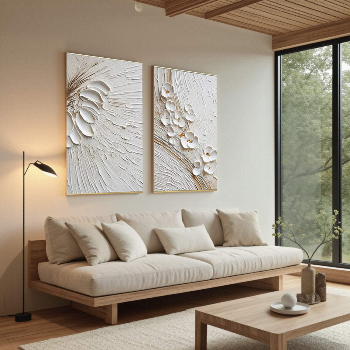 3D Textured Floral Duo Canvas Set of 2