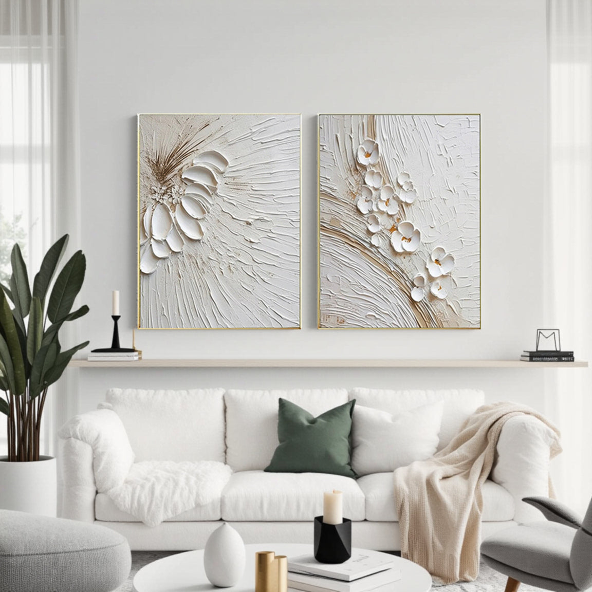 3D Textured Floral Duo Canvas Set of 2