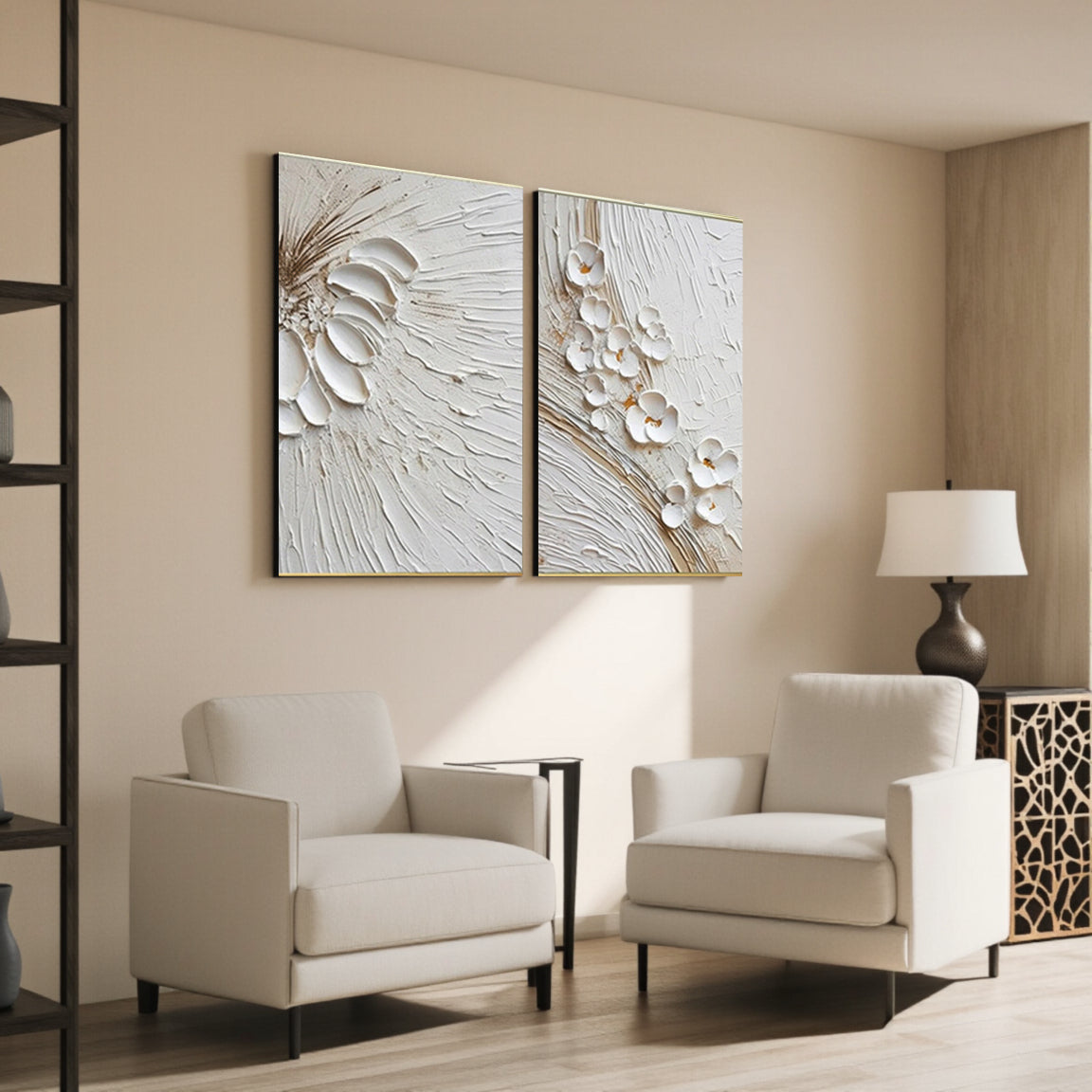 3D Textured Floral Duo Canvas Set of 2