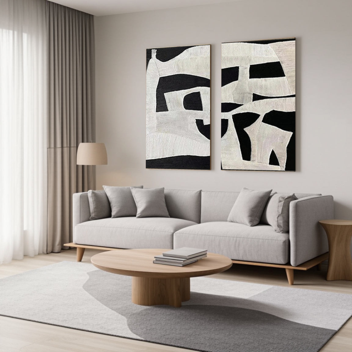 Textured Black & Ivory Puzzle Block Wall Art Set of 2