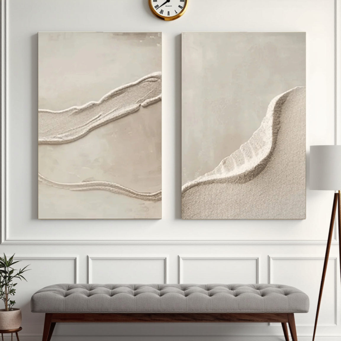 Textured Sand Wave Canvas Wall Art Set of 2