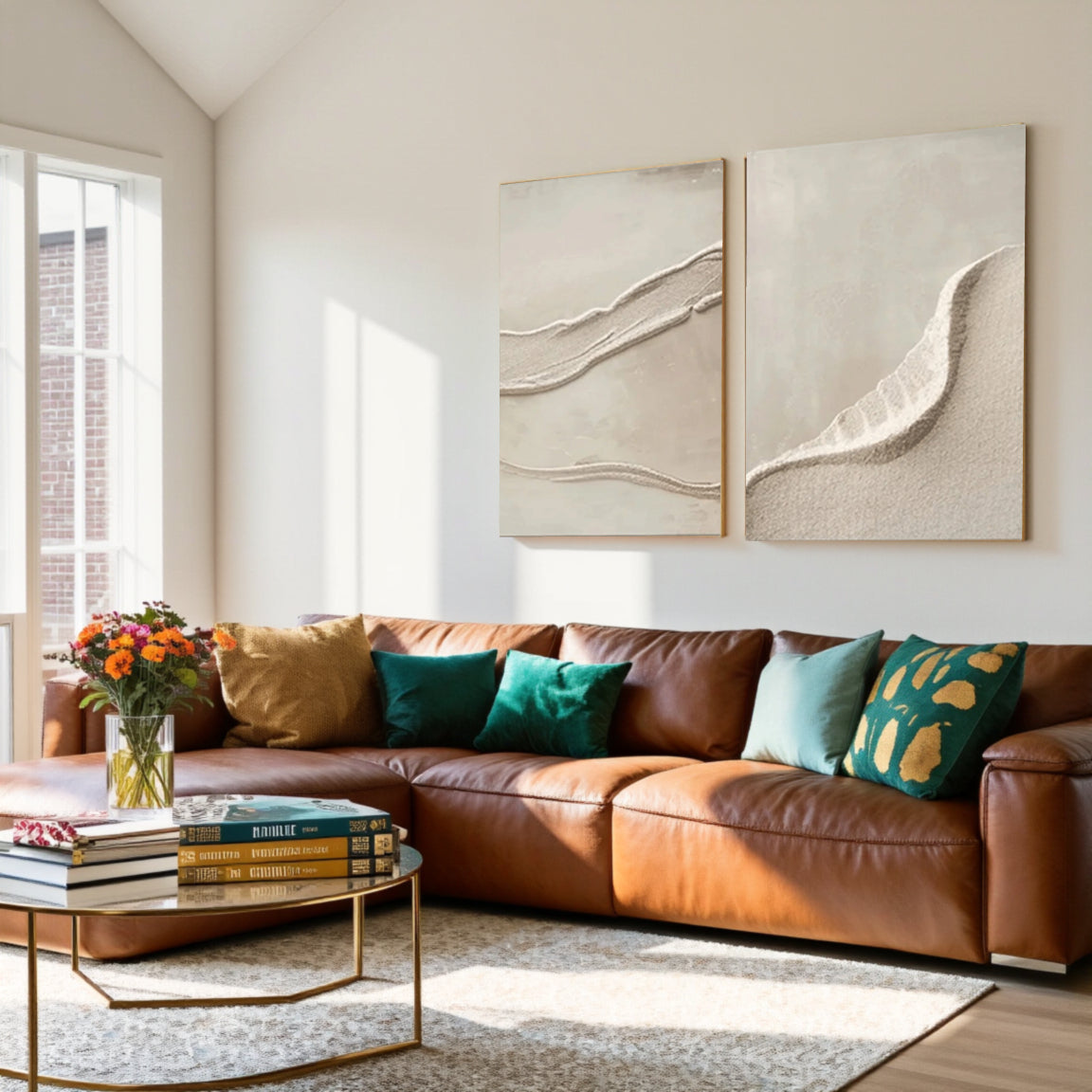 Textured Sand Wave Canvas Wall Art Set of 2
