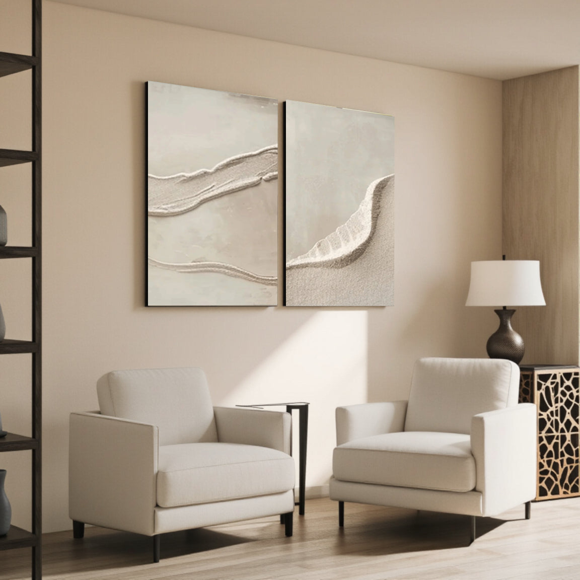 Textured Sand Wave Canvas Wall Art Set of 2