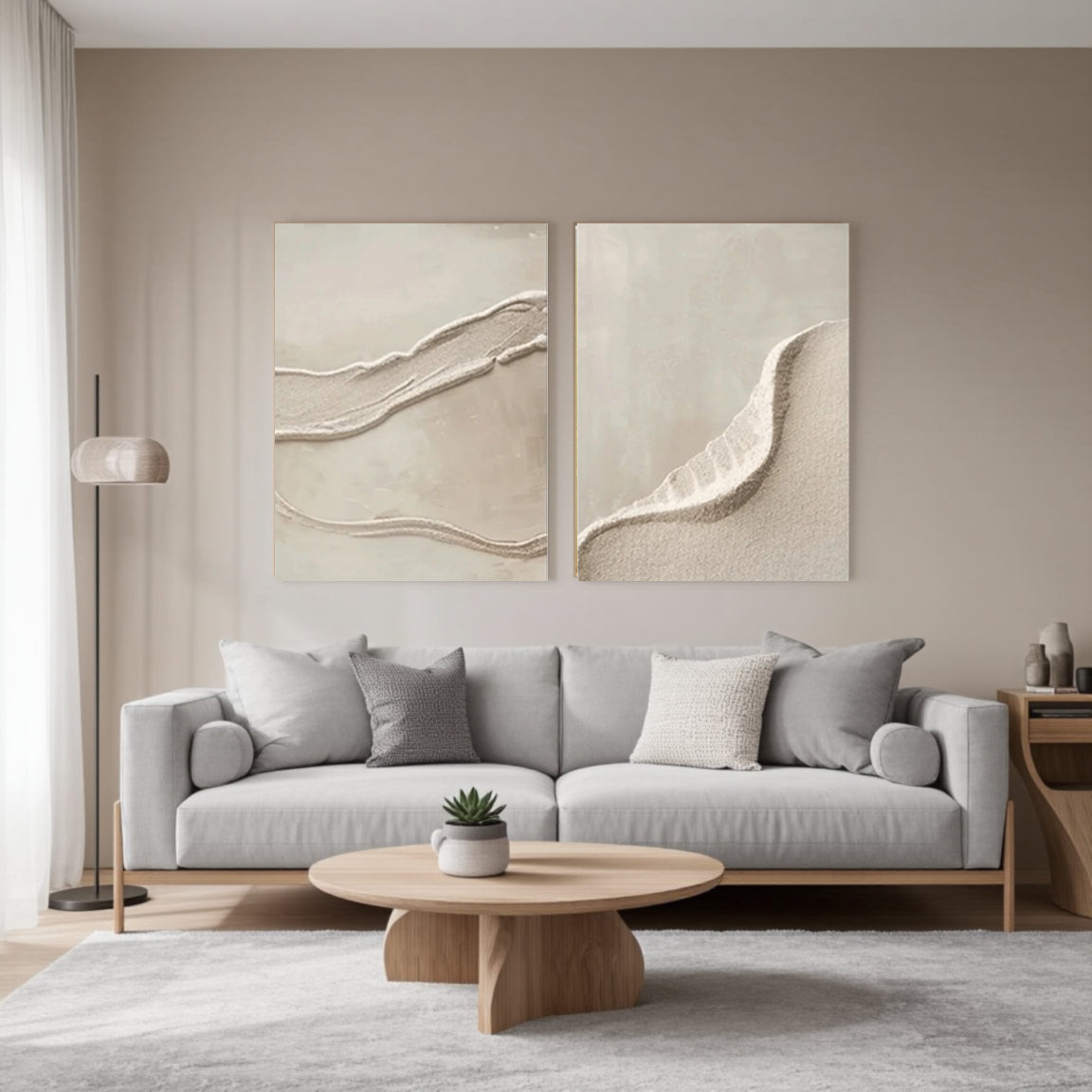 Textured Sand Wave Canvas Wall Art Set of 2
