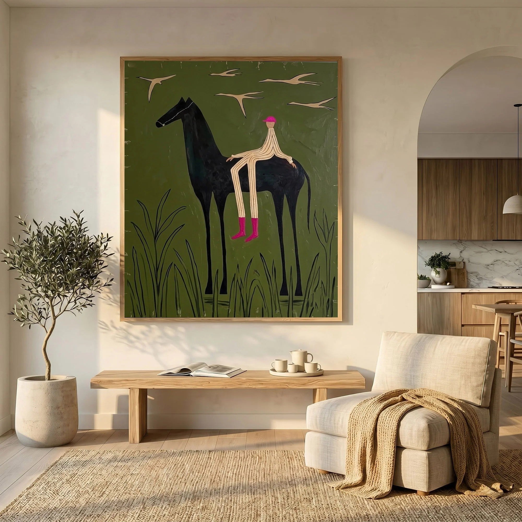 Silhouette Horse & Rider Meadow Wall Art