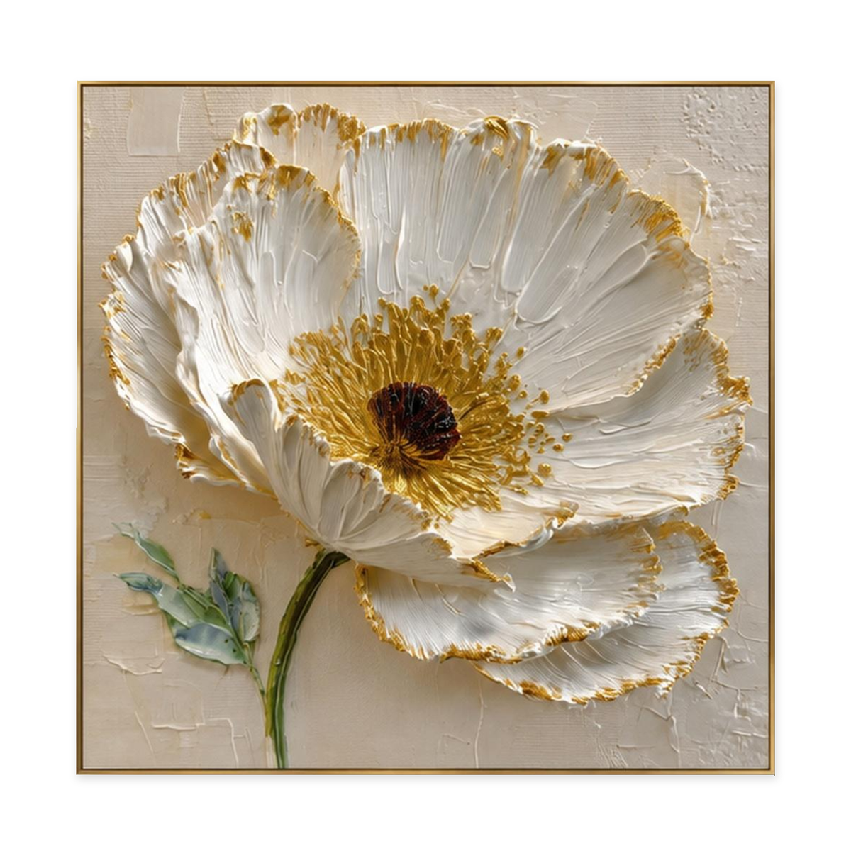 Contemporary Textured Floral Art | Gilded Bloom