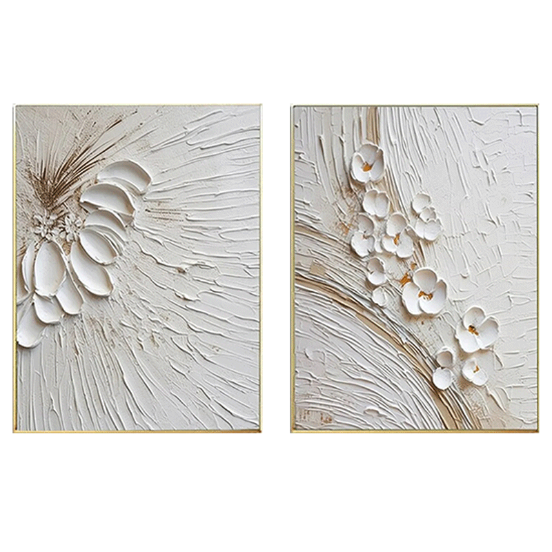 3D Textured Floral Duo Canvas Set of 2