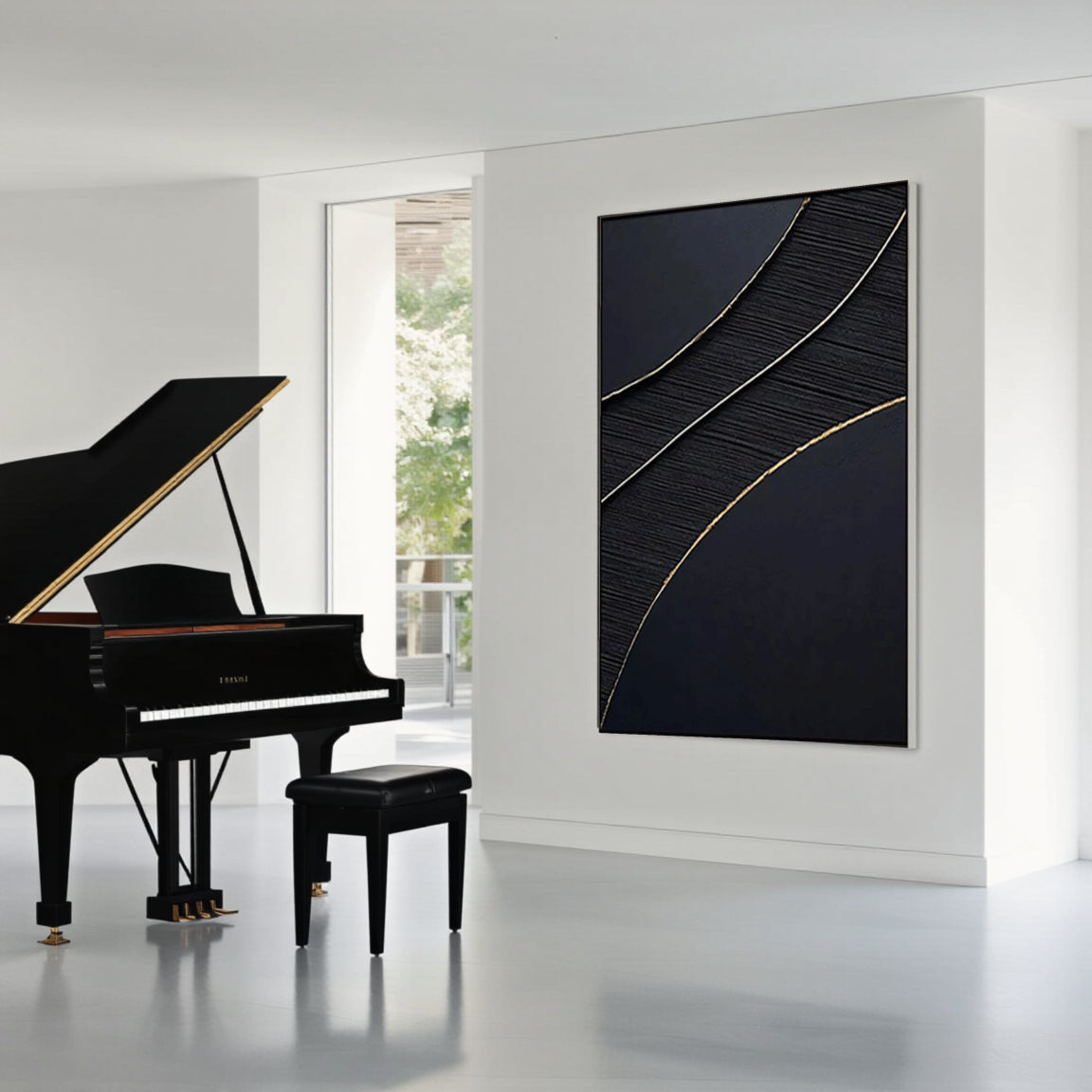 Flowing Gold Silver Line Wall Art