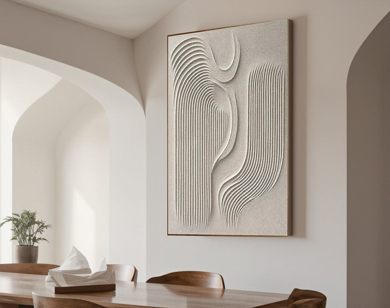 Geometric Wave Relief Abstract Wall Art