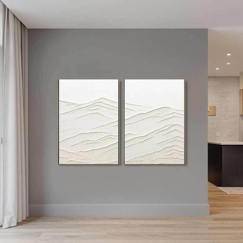 3D Textured White Mountain Range Wall Art Set of 2