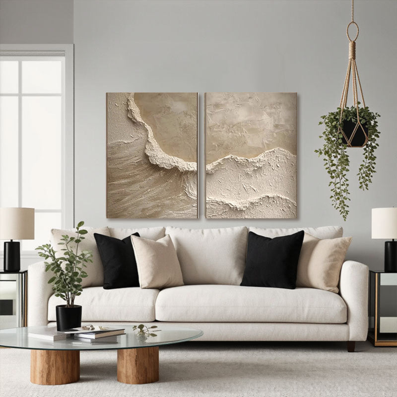 Textured Sandy Shore Canvas Wall Art Set of 2