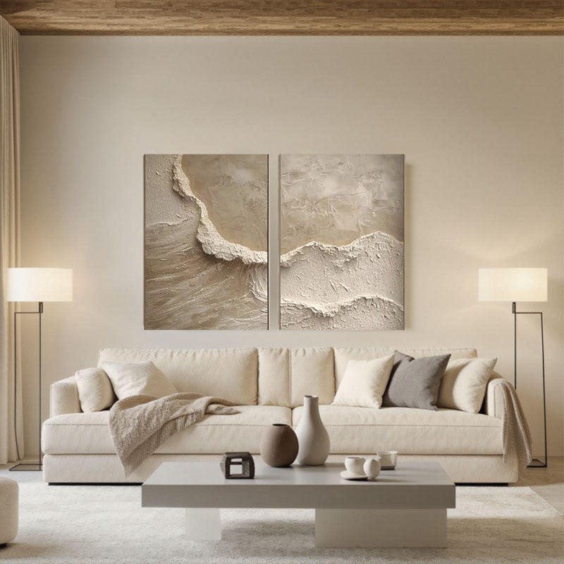 Textured Sandy Shore Canvas Wall Art Set of 2