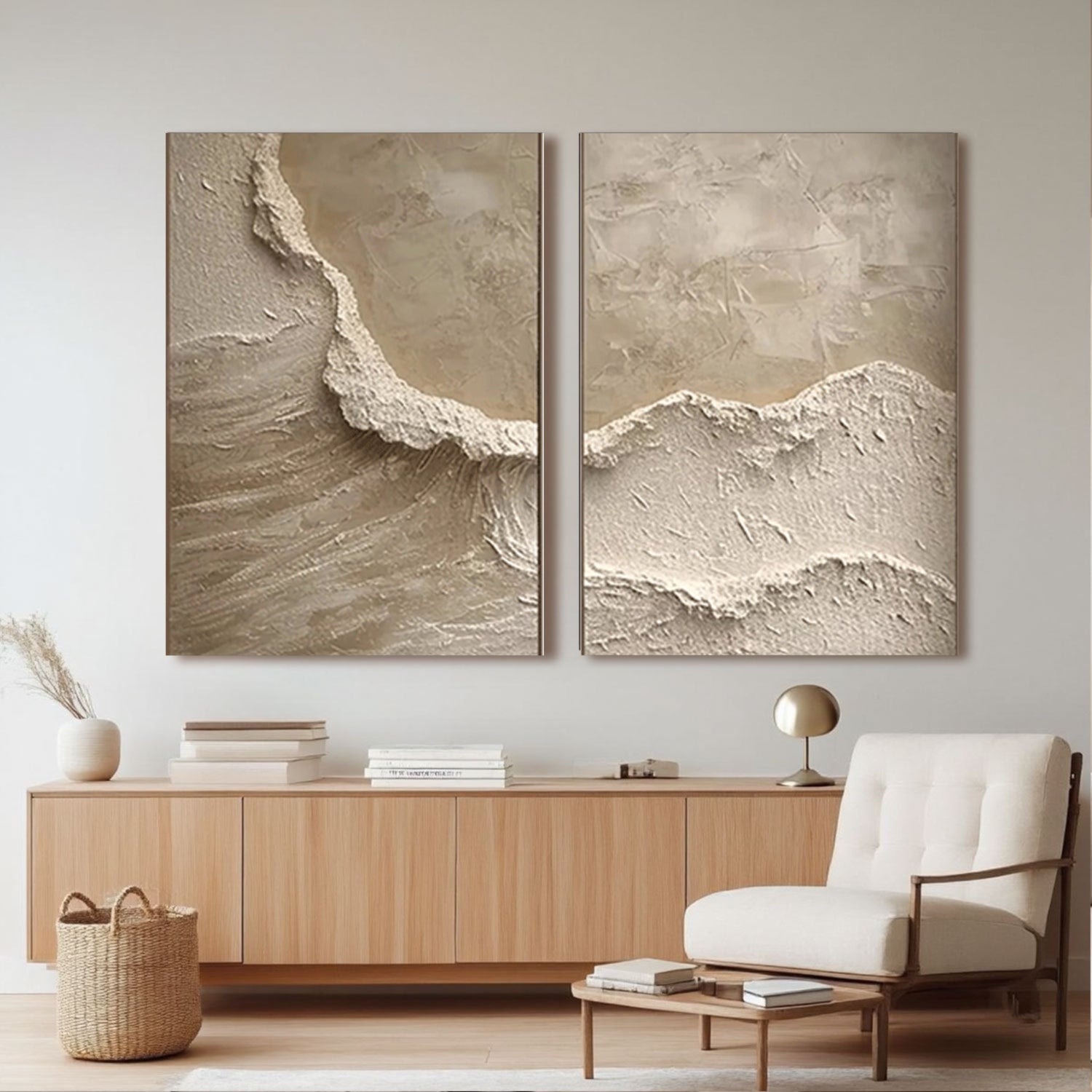 Textured Sandy Shore Canvas Wall Art Set of 2
