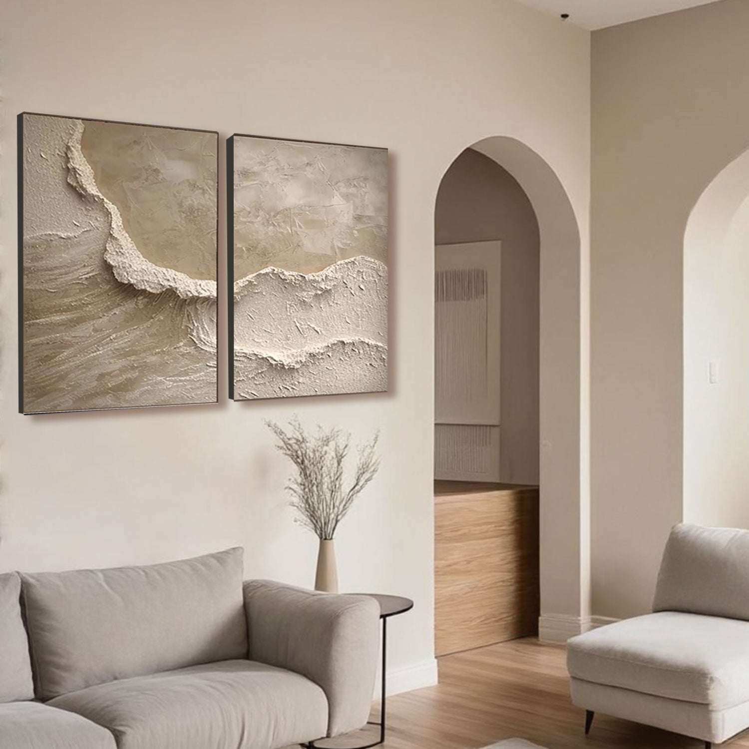 Textured Sandy Shore Canvas Wall Art Set of 2