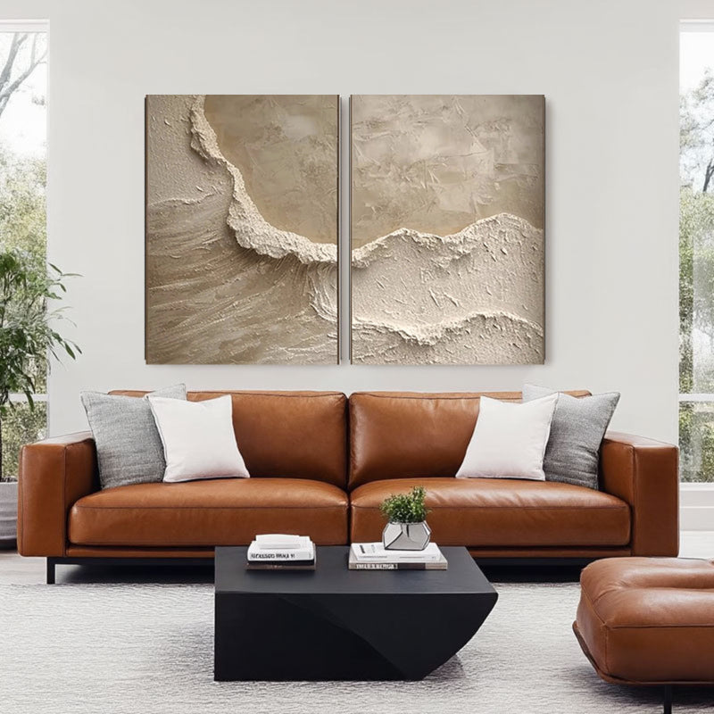 Textured Sandy Shore Canvas Wall Art Set of 2