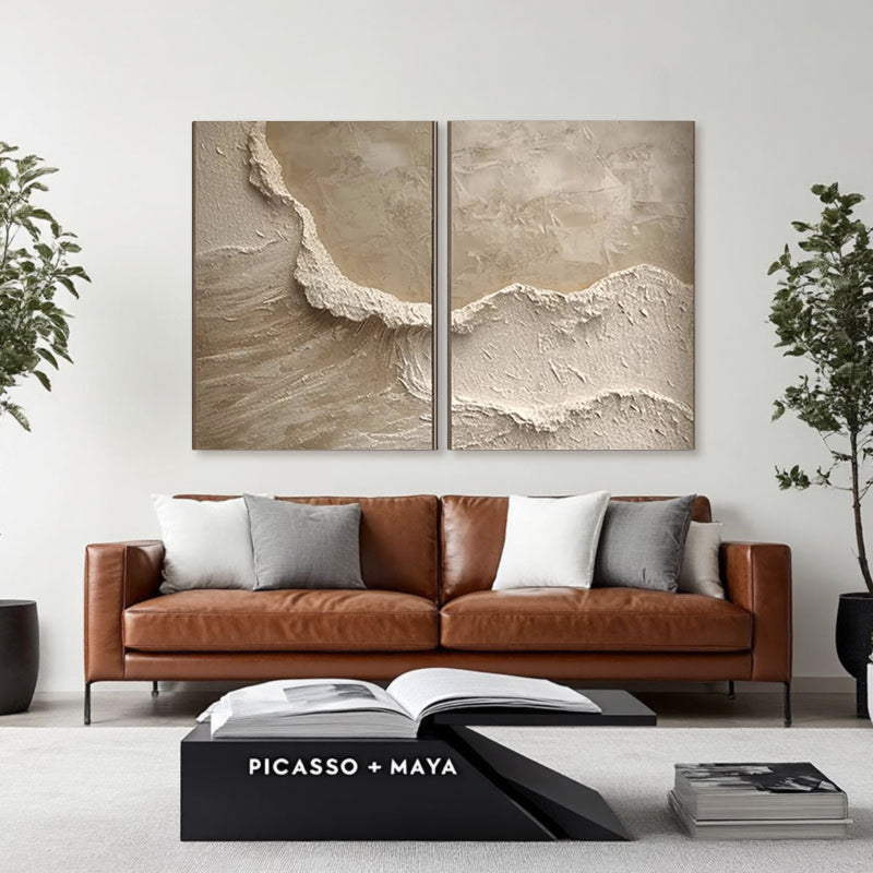 Textured Sandy Shore Canvas Wall Art Set of 2