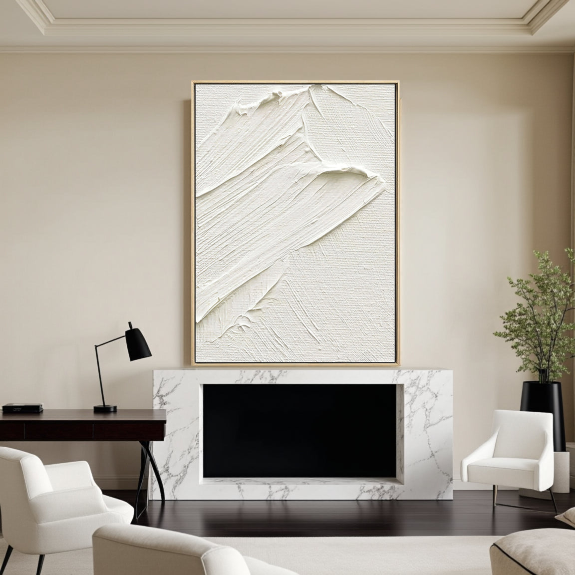 Sculptural Thick Paint Stroke Wall Art