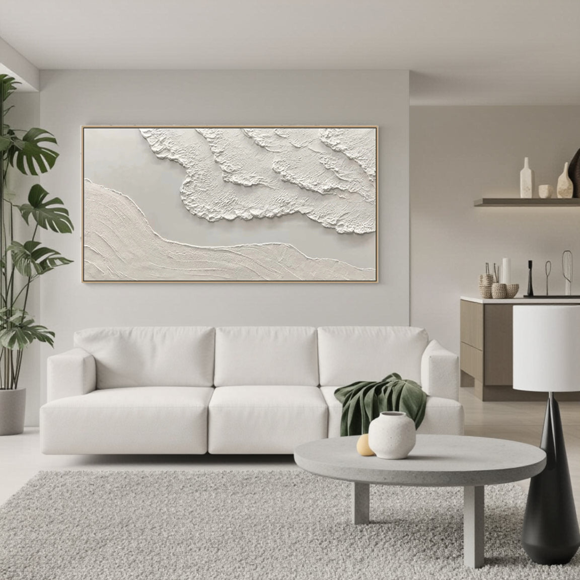 Textured Beige Ridge Relief Art