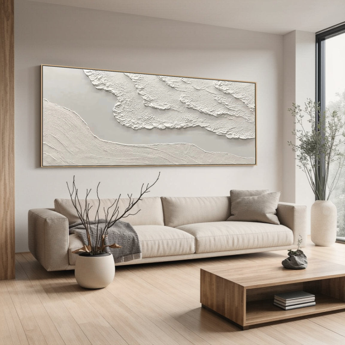Textured Beige Ridge Relief Art