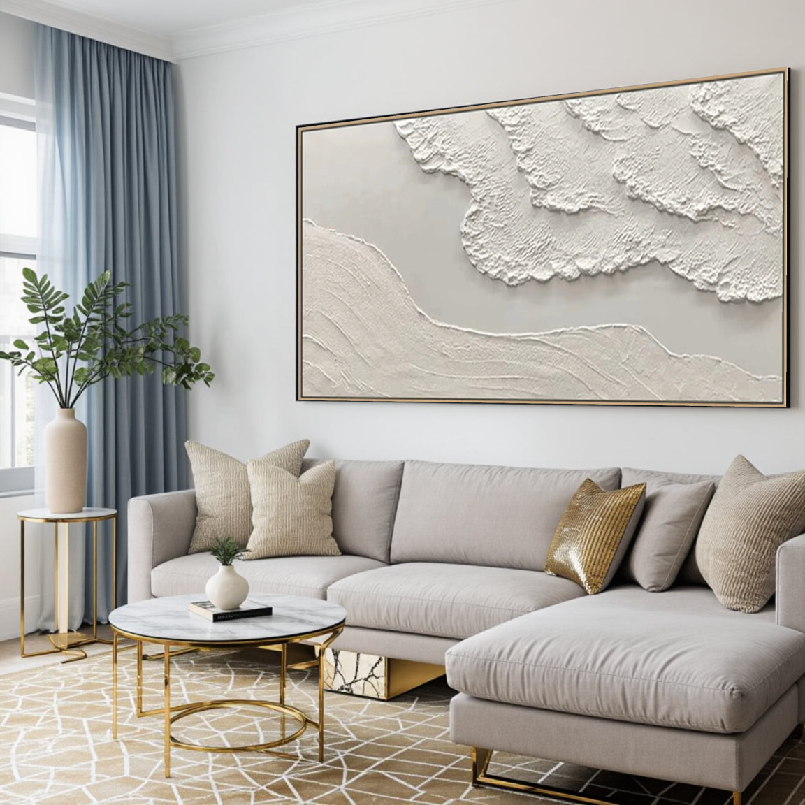 Textured Beige Ridge Relief Art