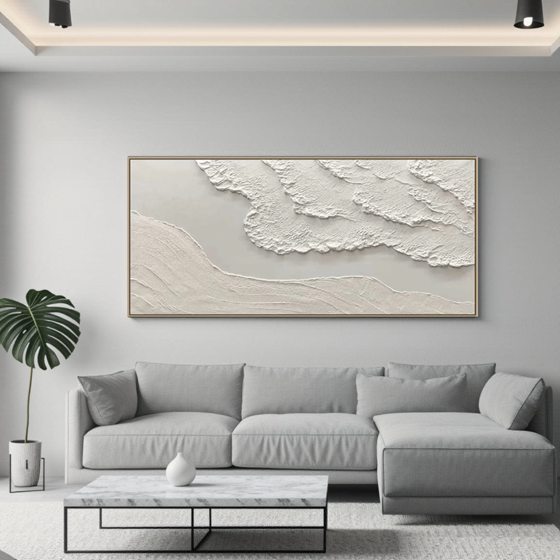 Textured Beige Ridge Relief Art