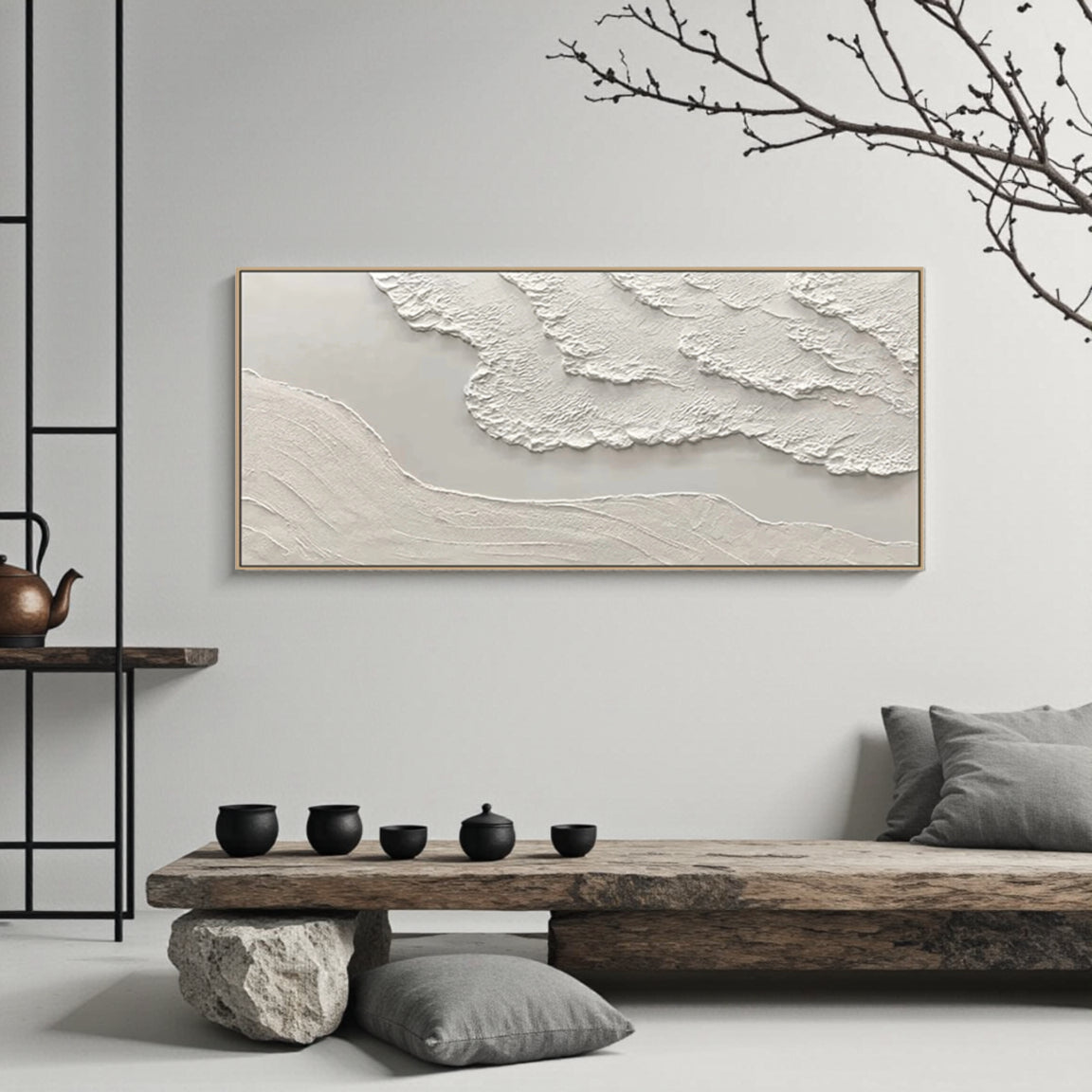 Textured Beige Ridge Relief Art