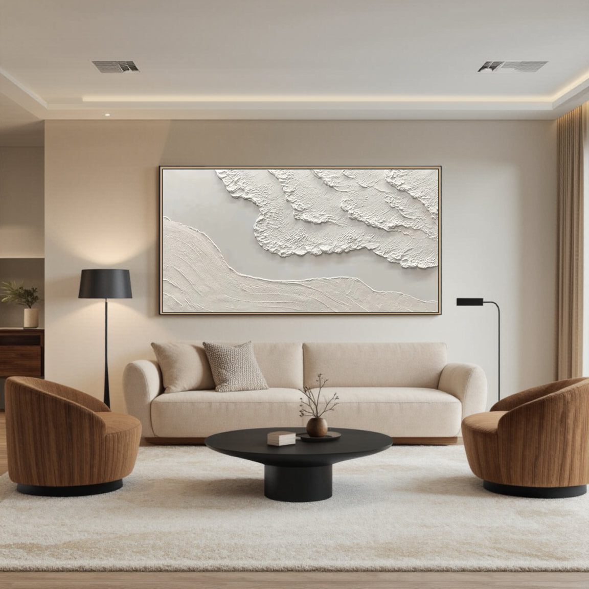 Textured Beige Ridge Relief Art