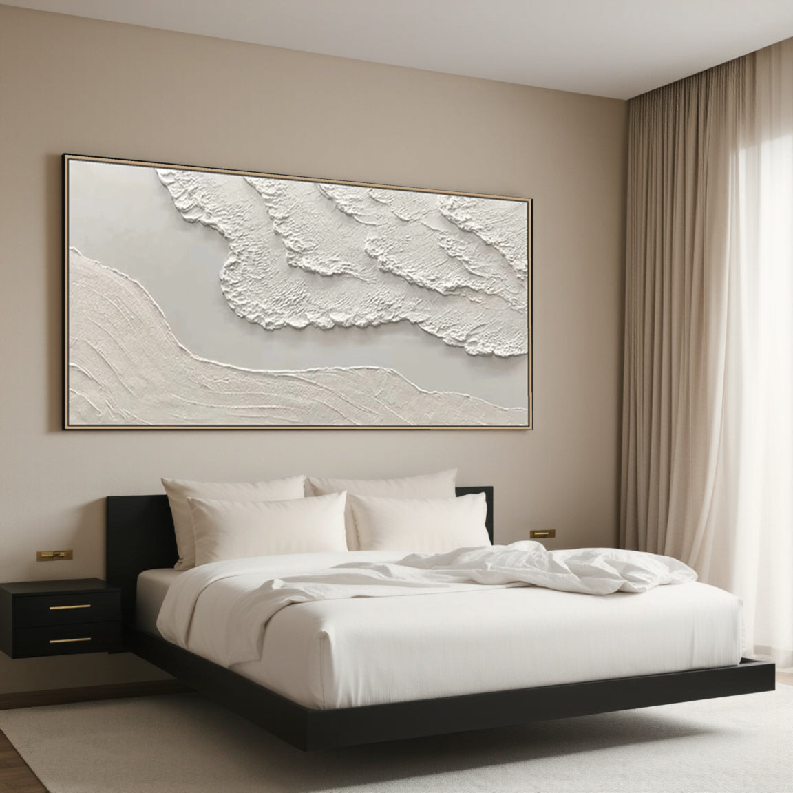 Textured Beige Ridge Relief Art