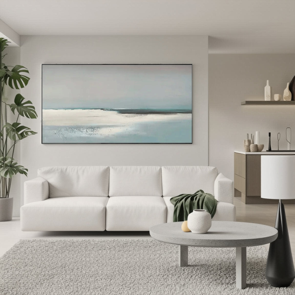 Minimalist Ocean Horizon Canvas Art