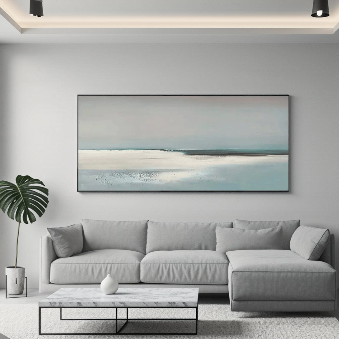 Minimalist Ocean Horizon Canvas Art