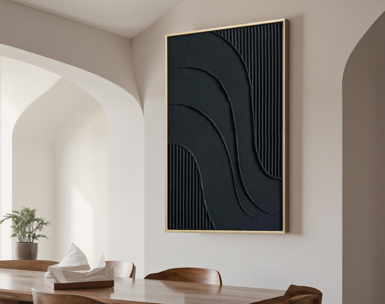 Textured Dark Flowing Line Wall Art