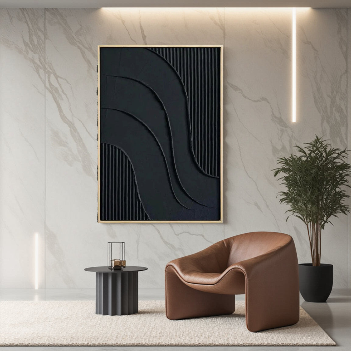 Textured Dark Flowing Line Wall Art