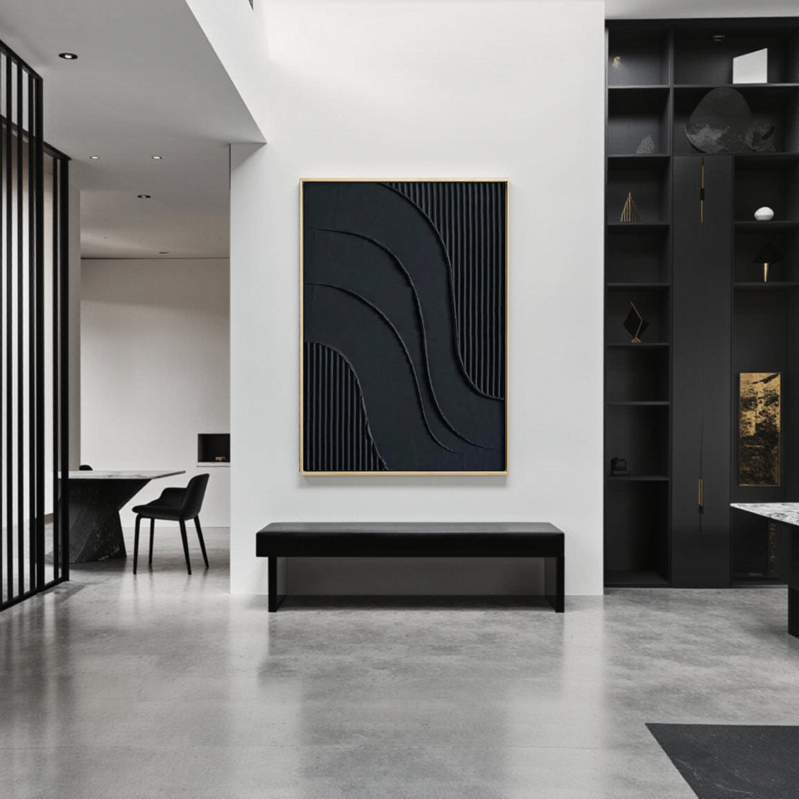 Textured Dark Flowing Line Wall Art