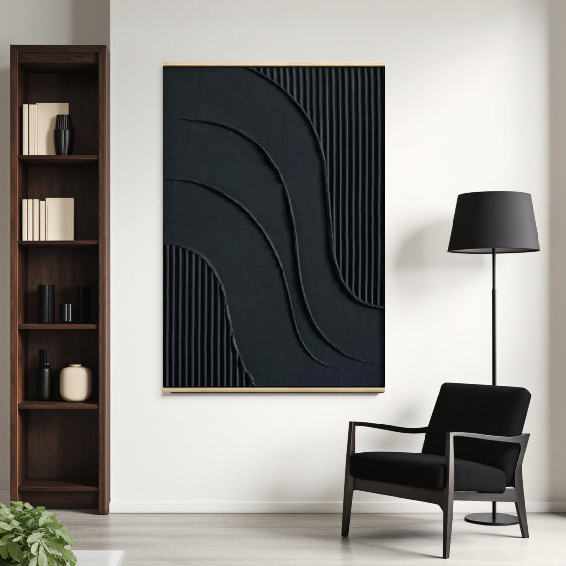 Textured Dark Flowing Line Wall Art