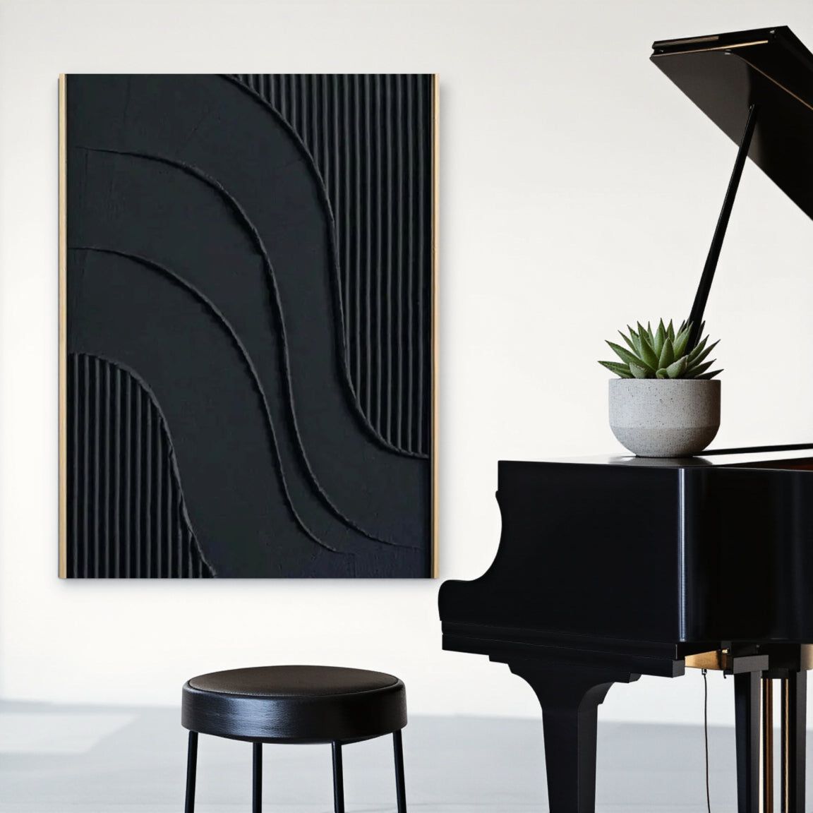 Textured Dark Flowing Line Wall Art
