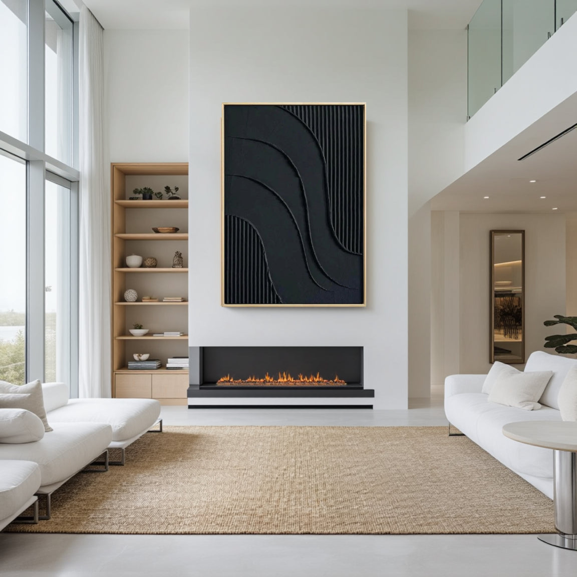 Textured Dark Flowing Line Wall Art