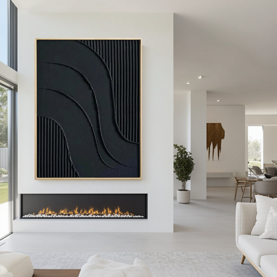 Textured Dark Flowing Line Wall Art