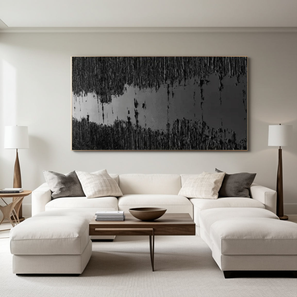 Sculptural Black Textured Canvas