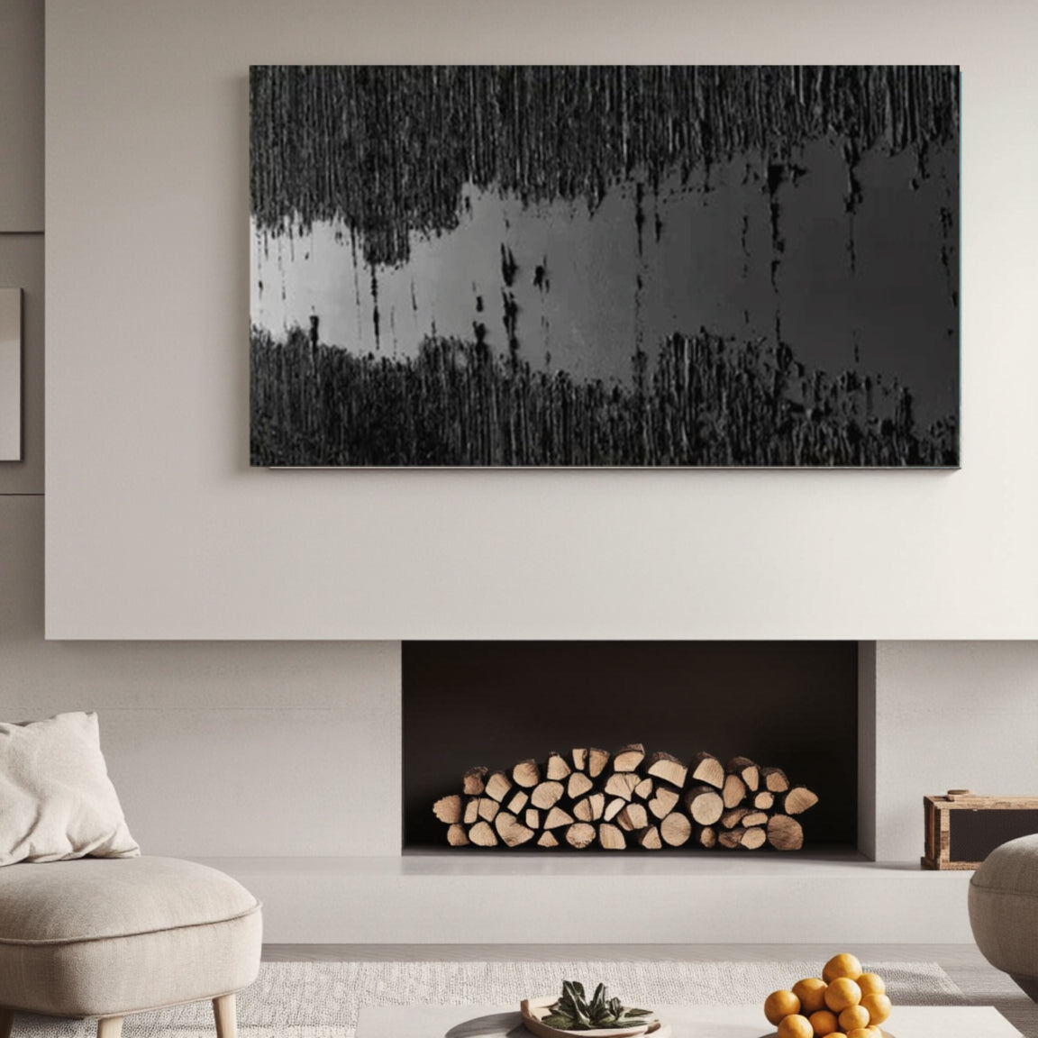 Sculptural Black Textured Canvas
