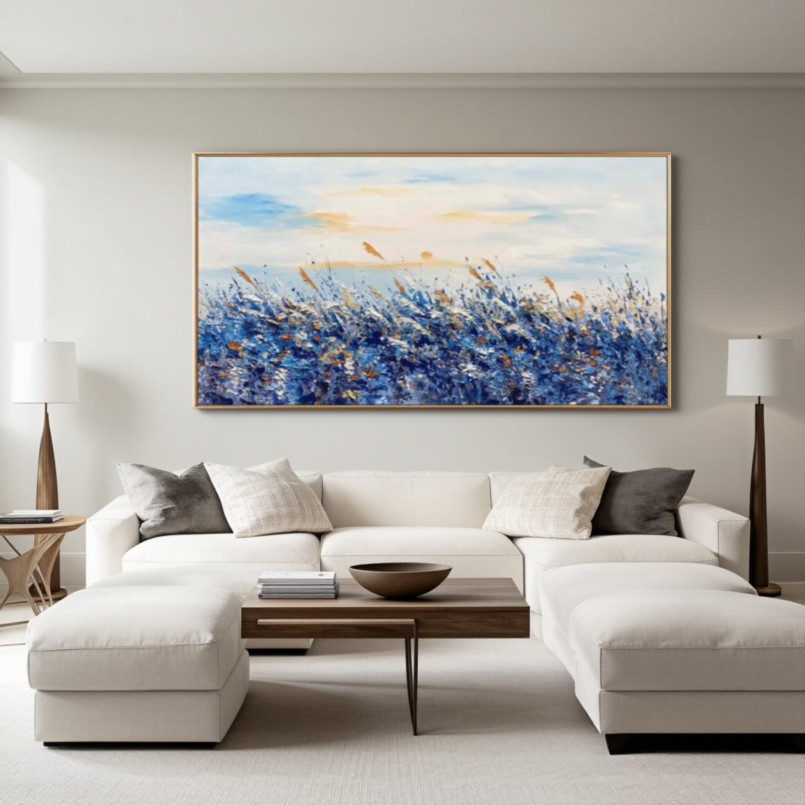 Textured Blue Floral Meadow Wall Art