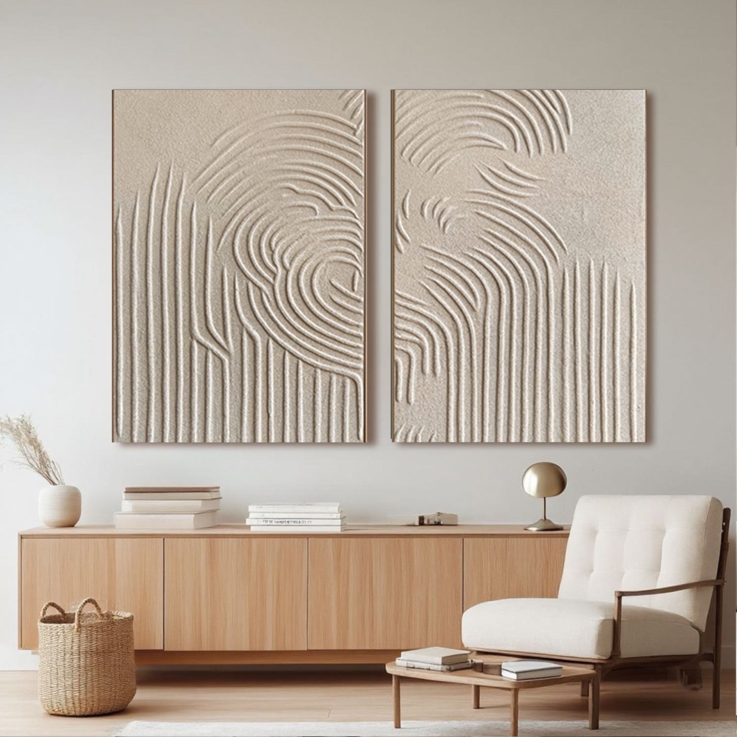 Contour Line Abstract Canvas Wall Art Set of 2