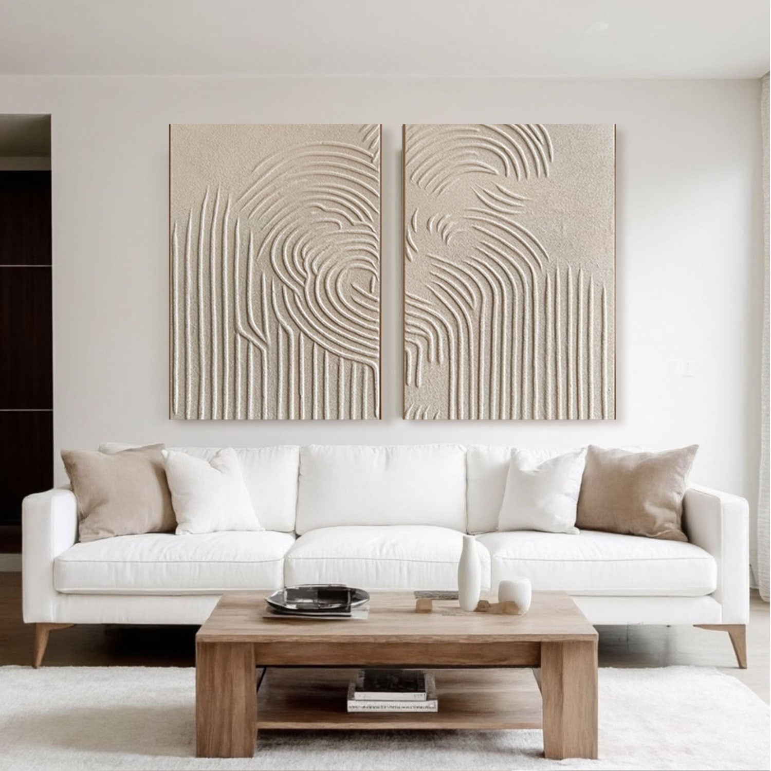 Contour Line Abstract Canvas Wall Art Set of 2